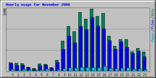 Hourly usage for November 2008