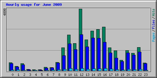 Hourly usage for June 2009